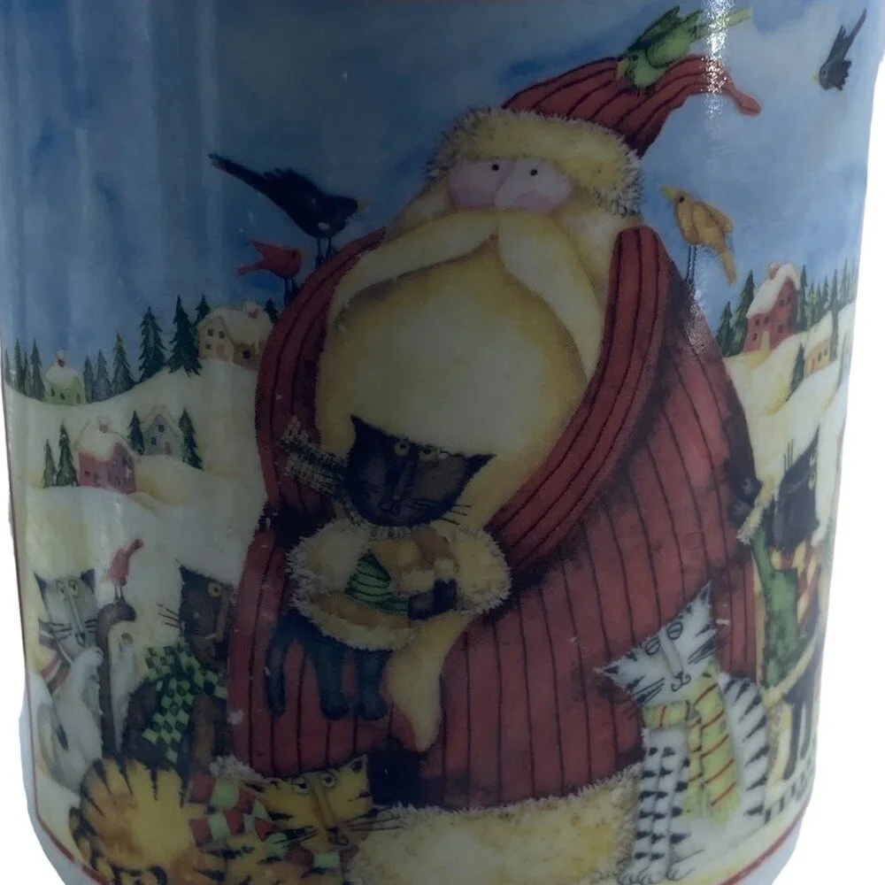 Holiday Home Christmas Santa with Cats Coffee Cup Mug‎ Debi Hron 2006 4.75